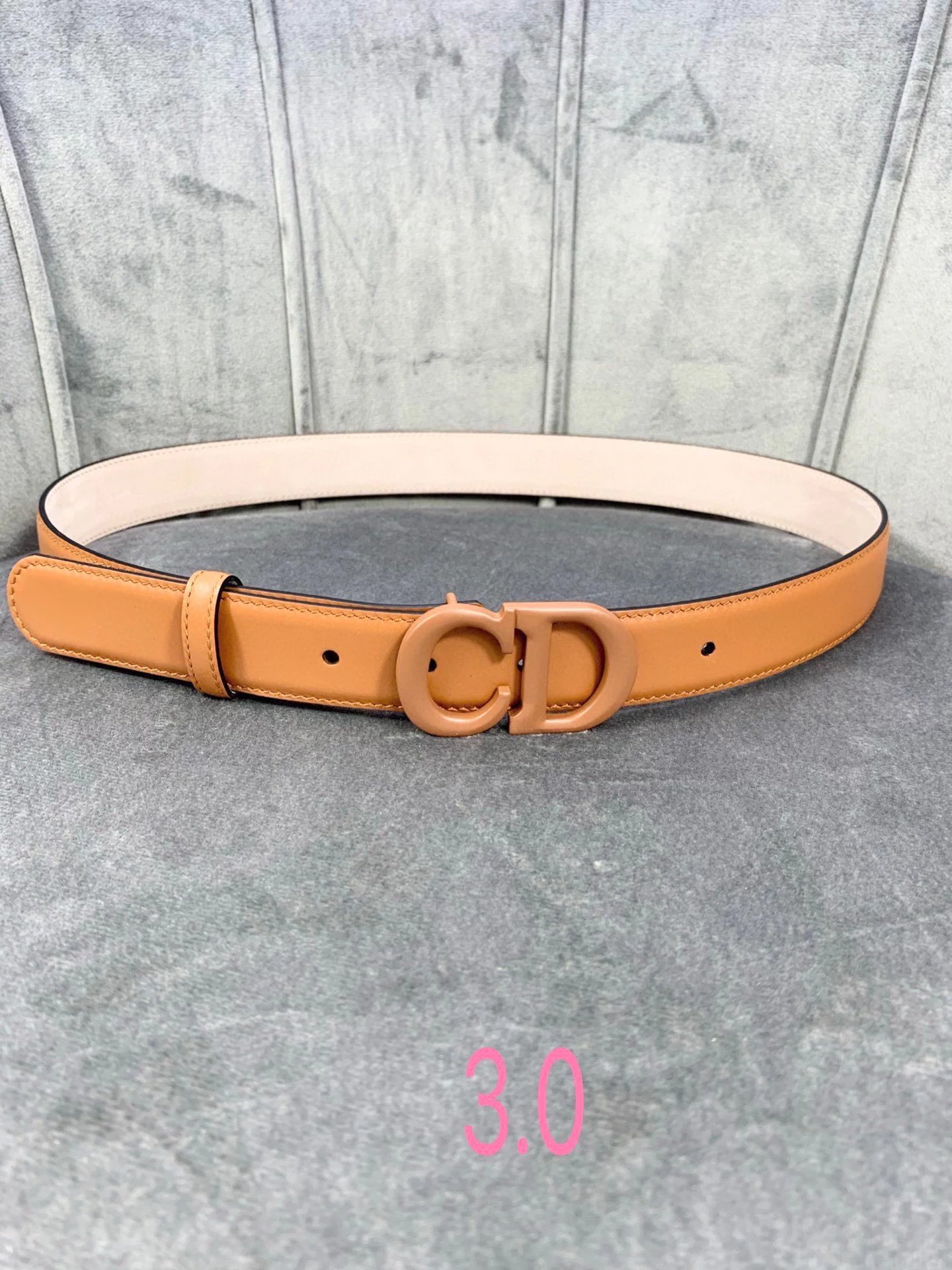 Dior CD Pearl-Embellished Belt Sage Green Leather Belt - 5
