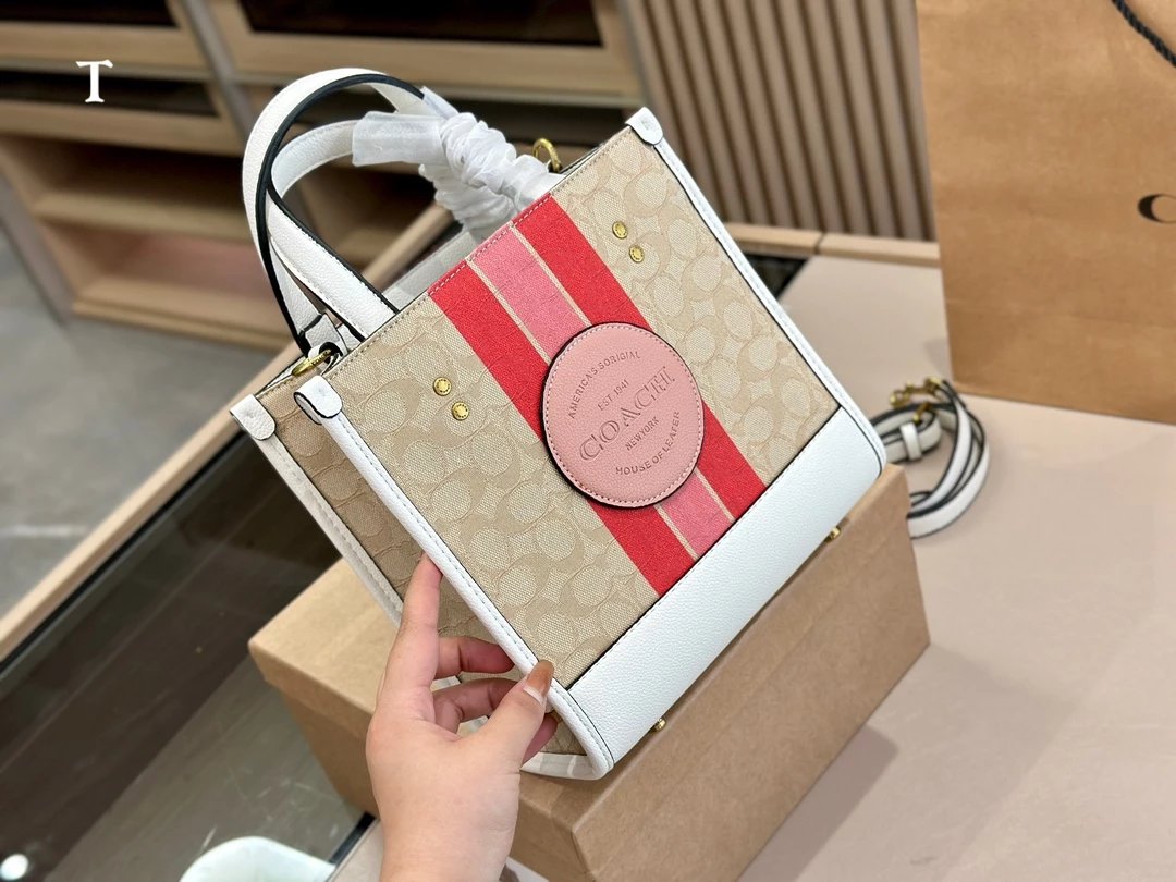 Coach Wicker Tote Bag in Beige and White Handbag - 10