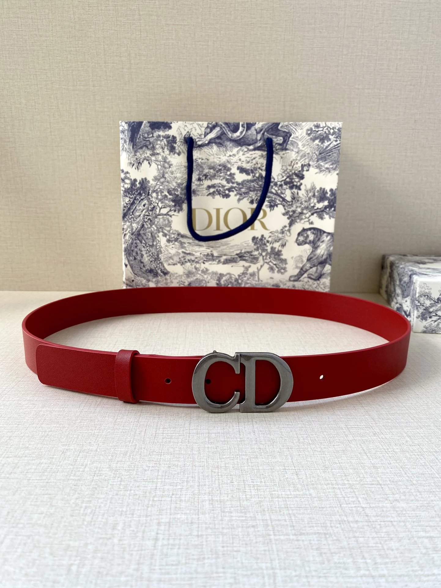 Dior CD Pearl-Embellished Belt Sage Green Leather Belt - 10