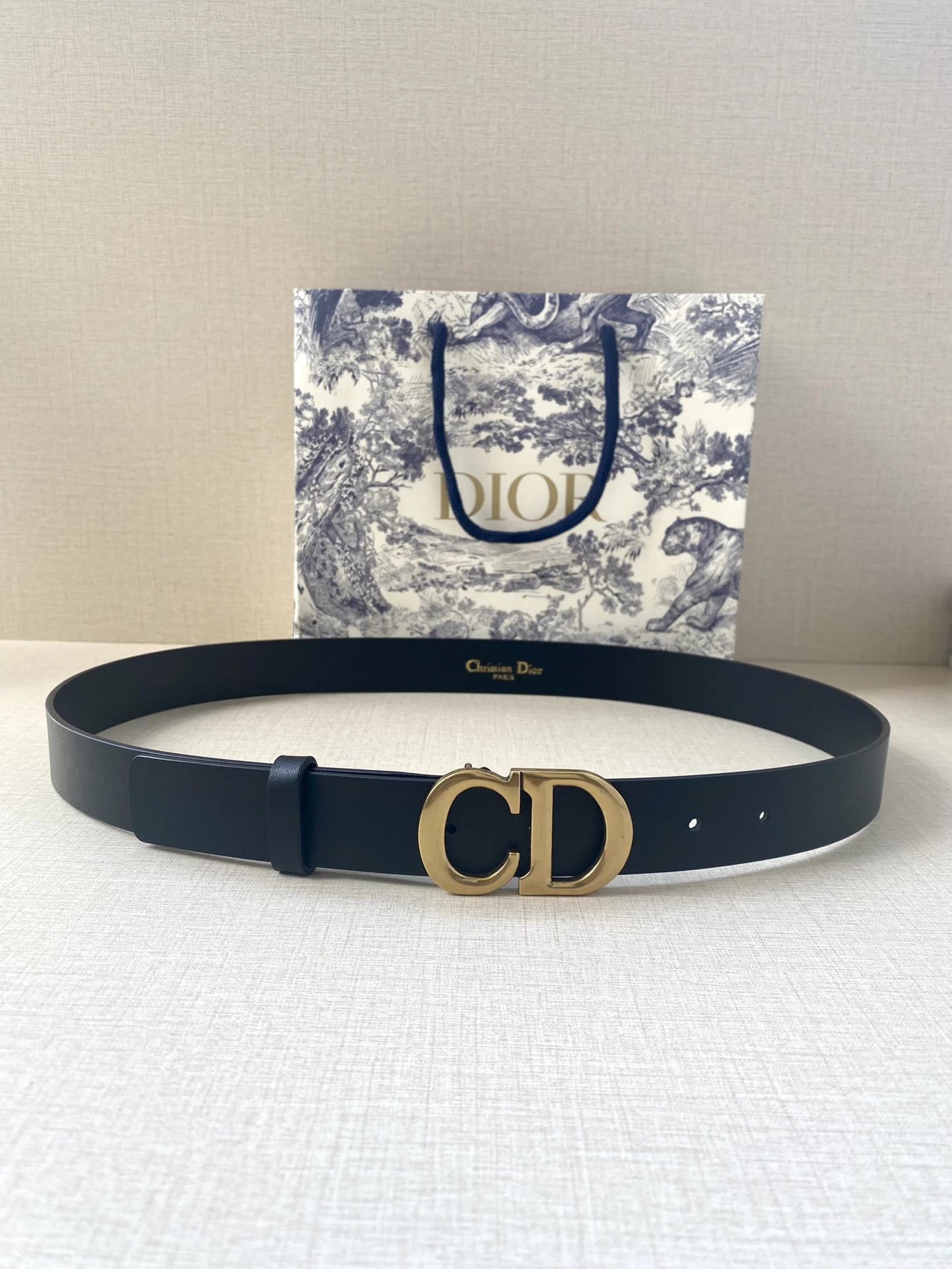 Dior CD Pearl-Embellished Belt Sage Green Leather Belt - 9