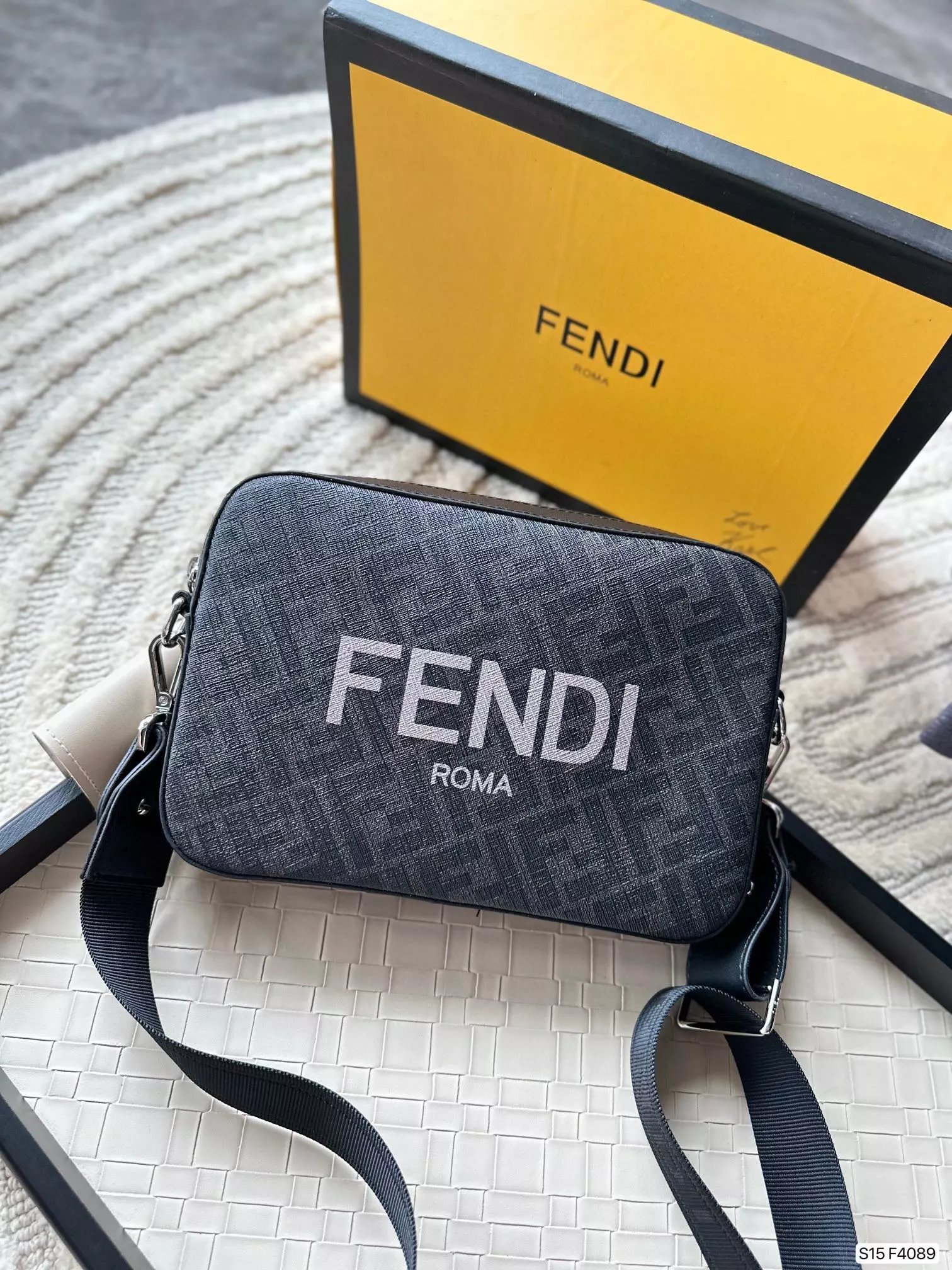 Fendi x Karl Lagerfeld Camera Bag Black and Yellow Crossbody Bag - 6