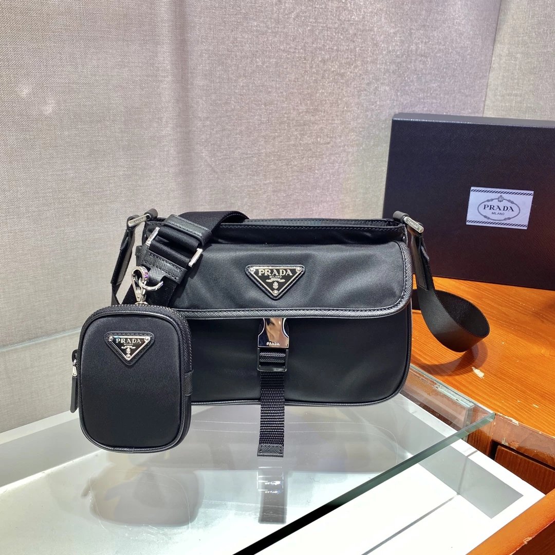 Prada Re-Nylon Messenger Bag Beige Crossbody Bag - 6
