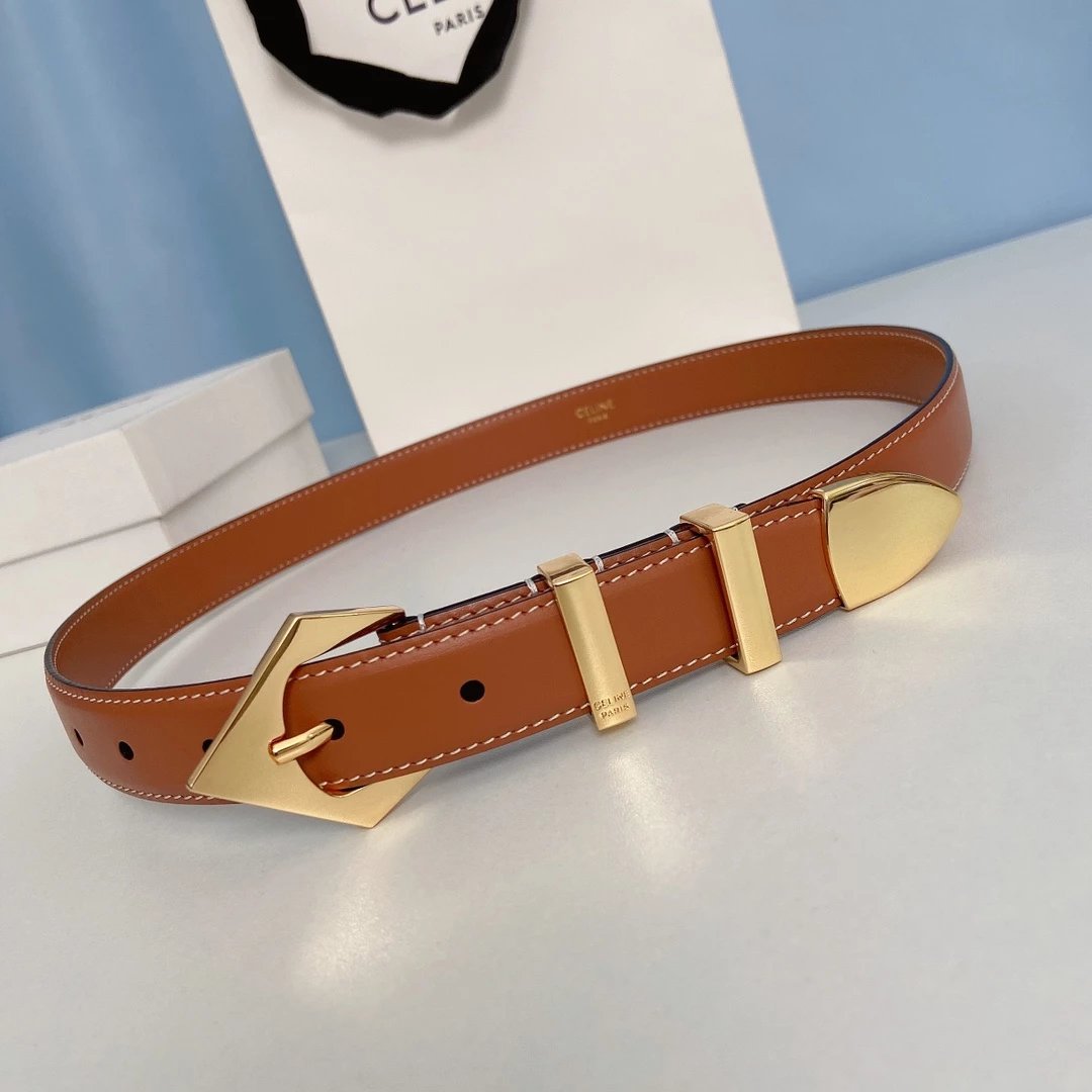 Celine Triomphe Belt Tan Leather Belt - 7