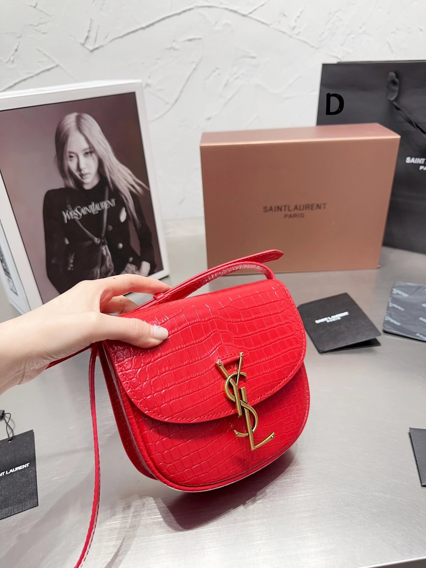 Saint Laurent Sunset Saddle Bag Olive Green Crossbody Bag - 14