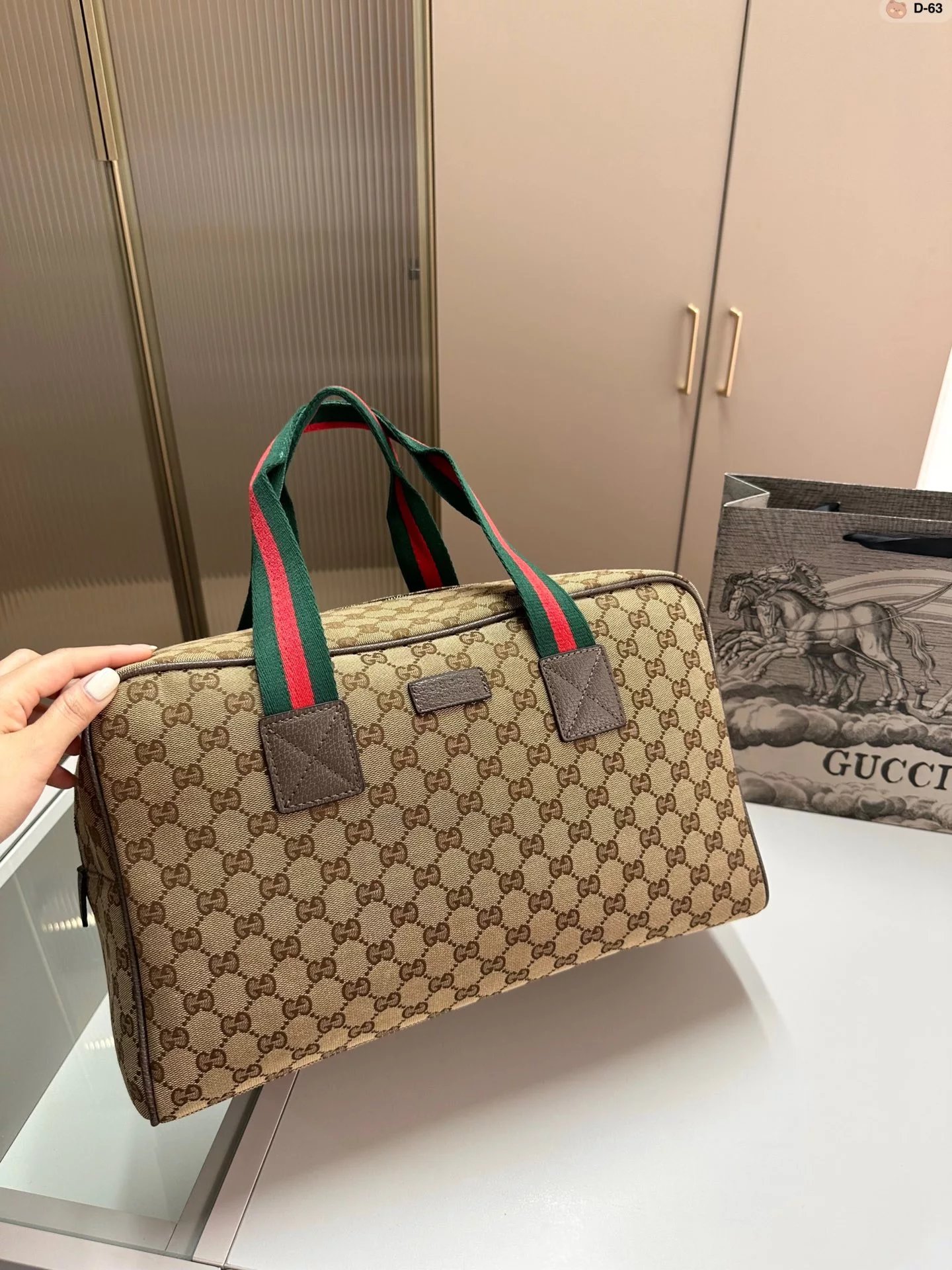 Gucci GG Marmont Boston Bag Tan with Web Stripe Handbag - 4