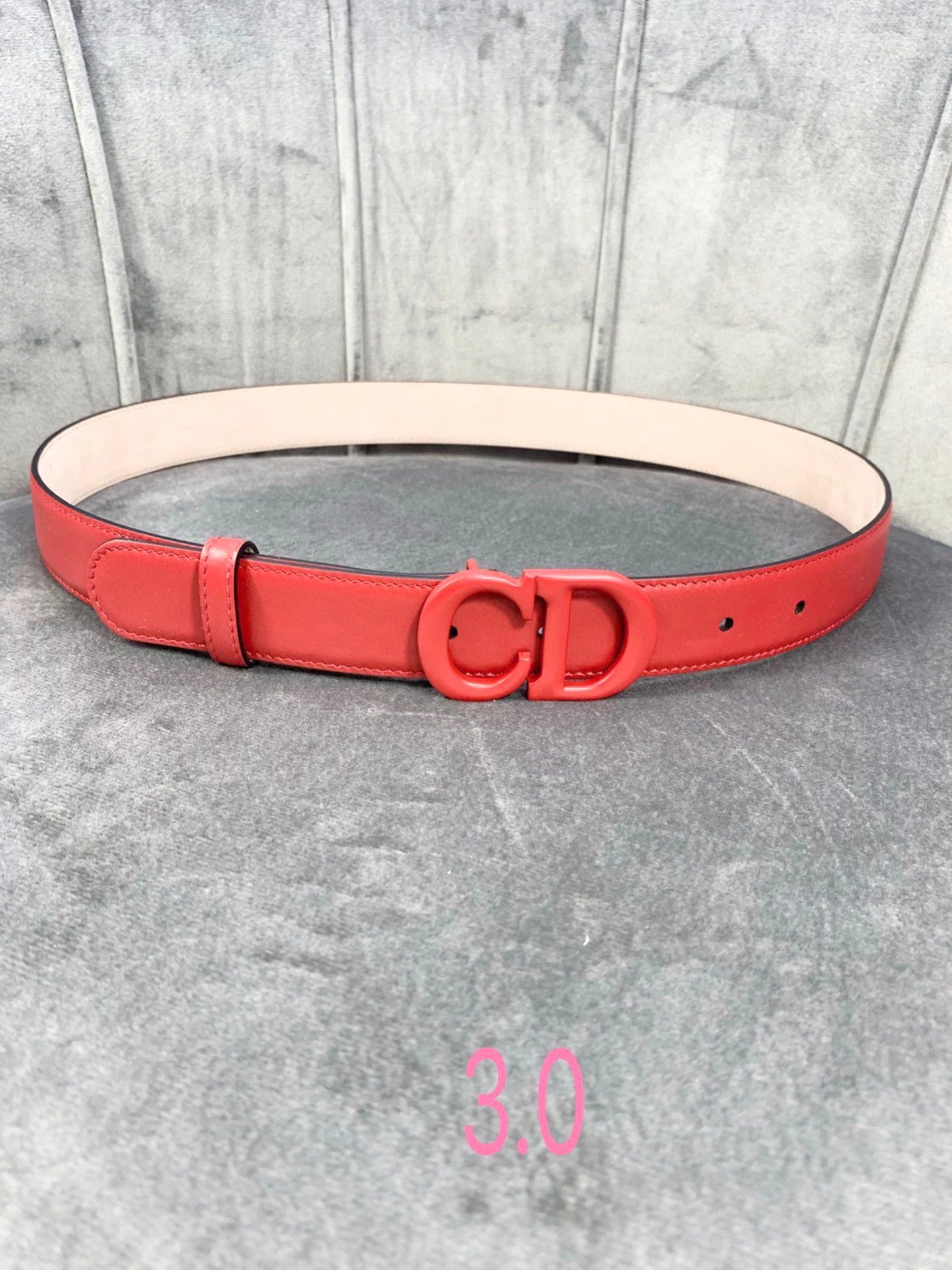 Dior CD Pearl-Embellished Belt Sage Green Leather Belt - 6