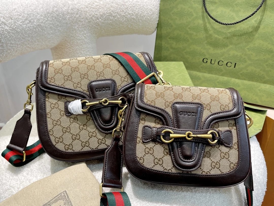 Gucci GG Marmont Mini Saddle Bag Beige Canvas Crossbody Bag - 14