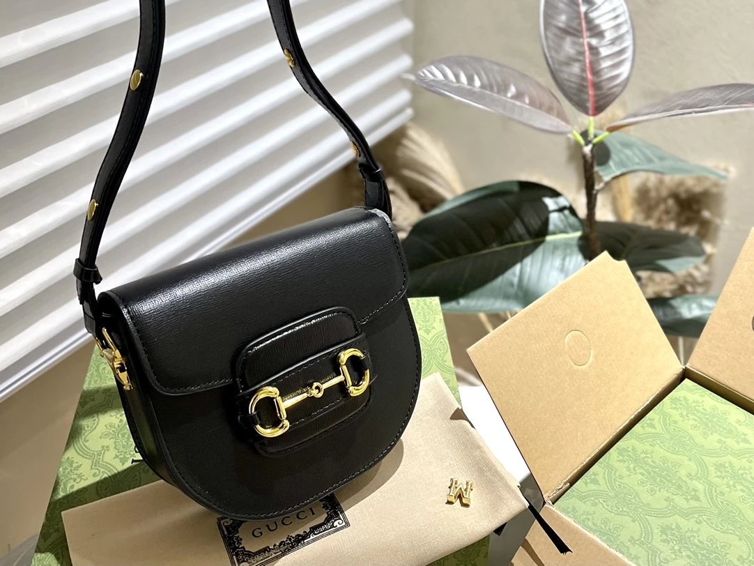 Gucci Horsebit 1955 Mini Saddle Bag Beige Black Crossbody Bag - 7