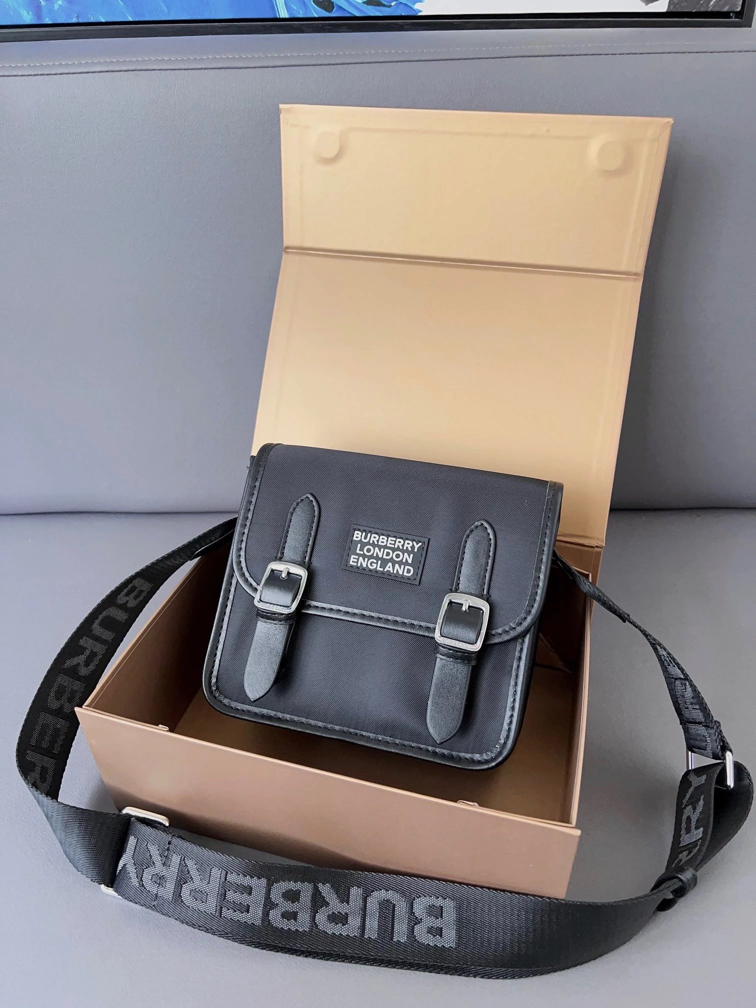 Burberry Vintage Check Mini Saddle Bag Beige Plaid Crossbody Bag - 5