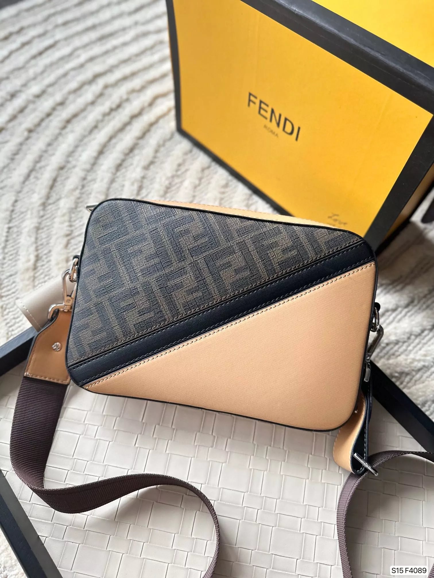 Fendi x Karl Lagerfeld Camera Bag Black and Yellow Crossbody Bag - 9