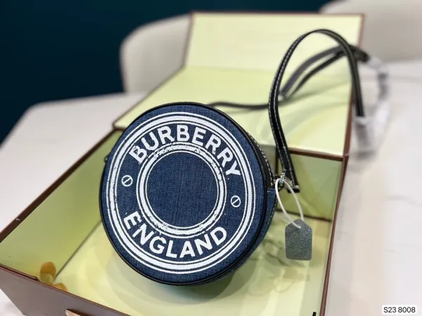Burberry Logo Print Round Crossbody Bag White and Black - 3