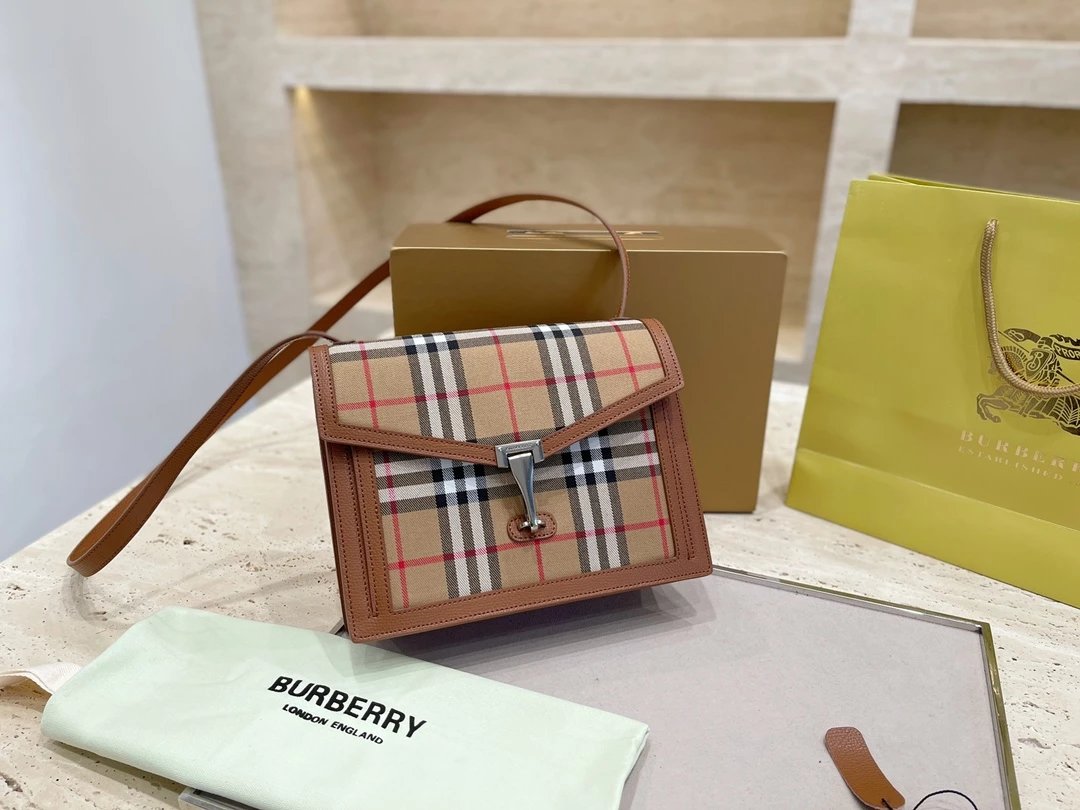 Burberry Vintage Check Mini Saddle Bag Beige Plaid Crossbody Bag - 3