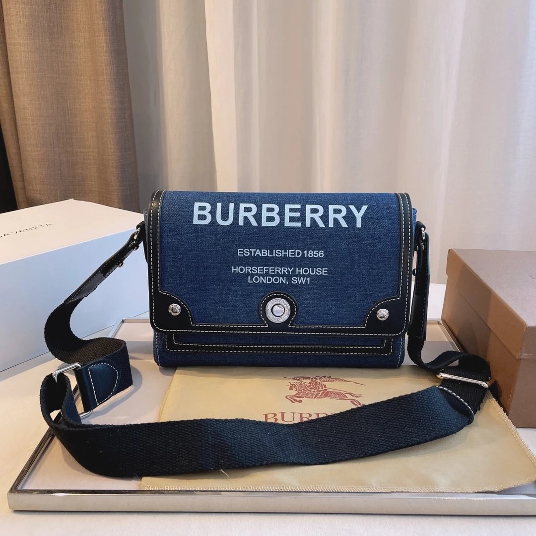 Burberry Logo Canvas Boston Bag Beige with Brown and Orange Accents Handbag - 12