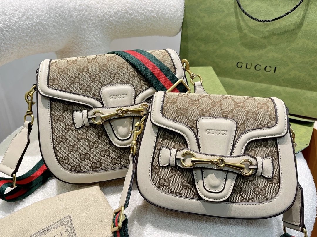 Gucci GG Marmont Mini Saddle Bag Beige Canvas Crossbody Bag - 13