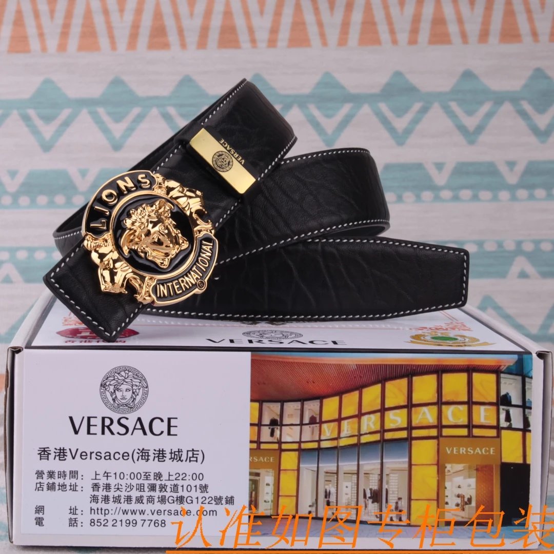 Versace Medusa Head Buckle Leather Belt Black - 5