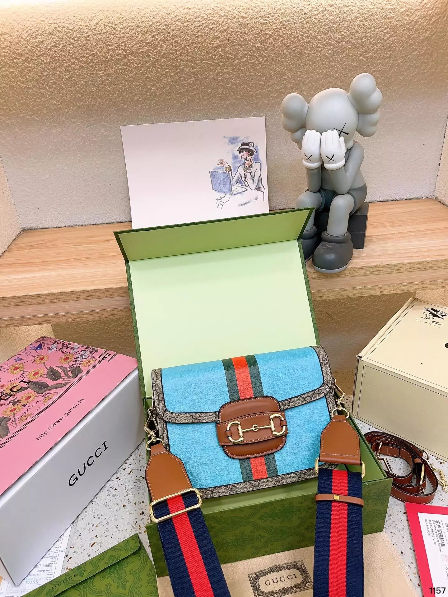 Gucci Horsebit 1955 Mini Saddle Bag Beige Black Crossbody Bag - 2