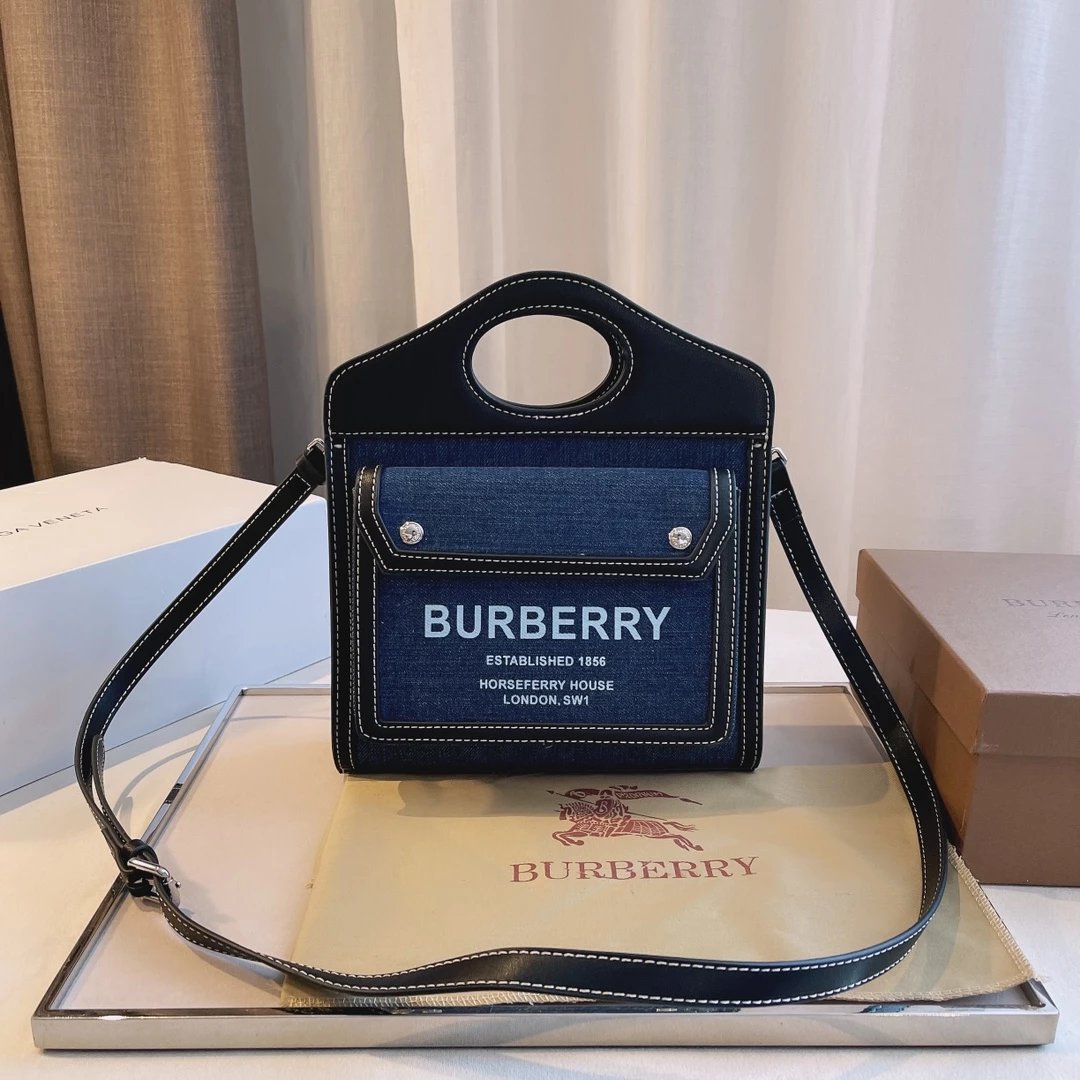 Burberry Logo Canvas Boston Bag Beige with Brown and Orange Accents Handbag - 11