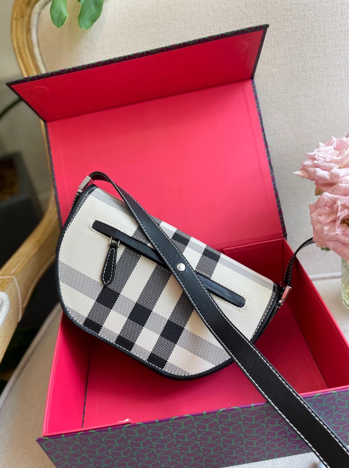 Burberry Vintage Check Saddle Bag Beige Crossbody Bag - 4