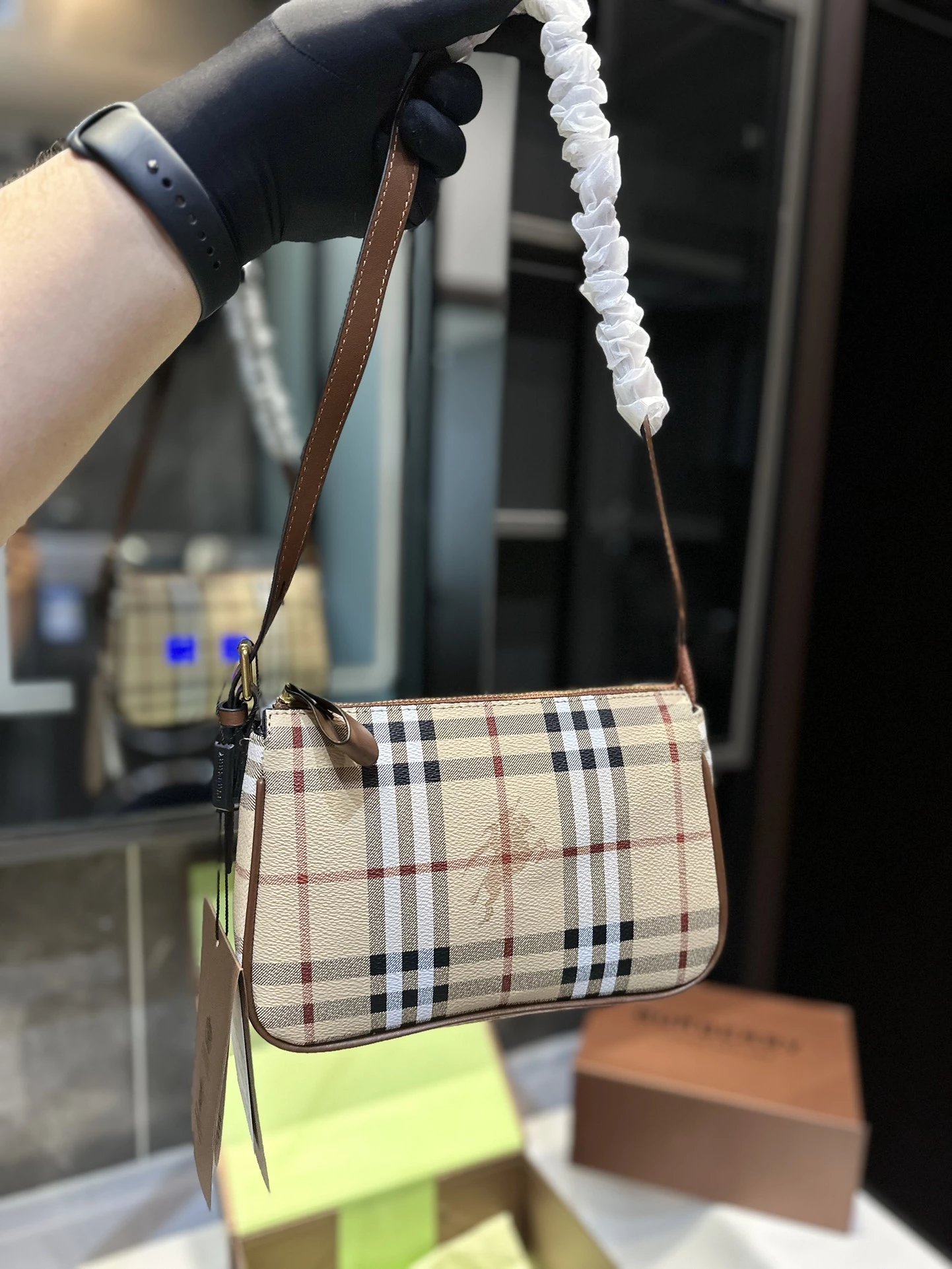 Burberry Vintage Check Bucket Bag Beige and Brown Handbag - 3