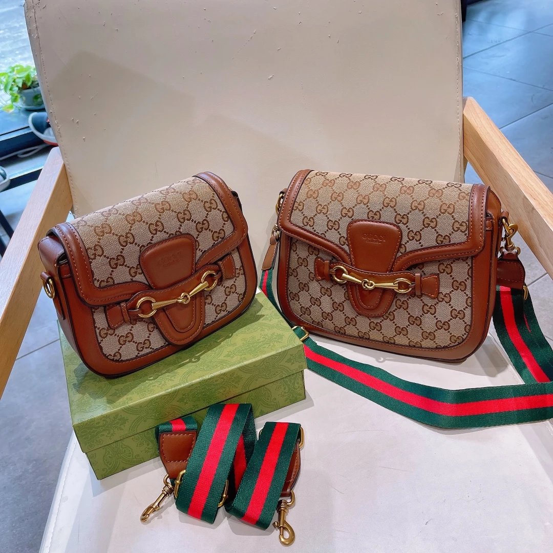 Gucci Horsebit 1955 Mini Saddle Bag Beige Black Crossbody Bag - 11