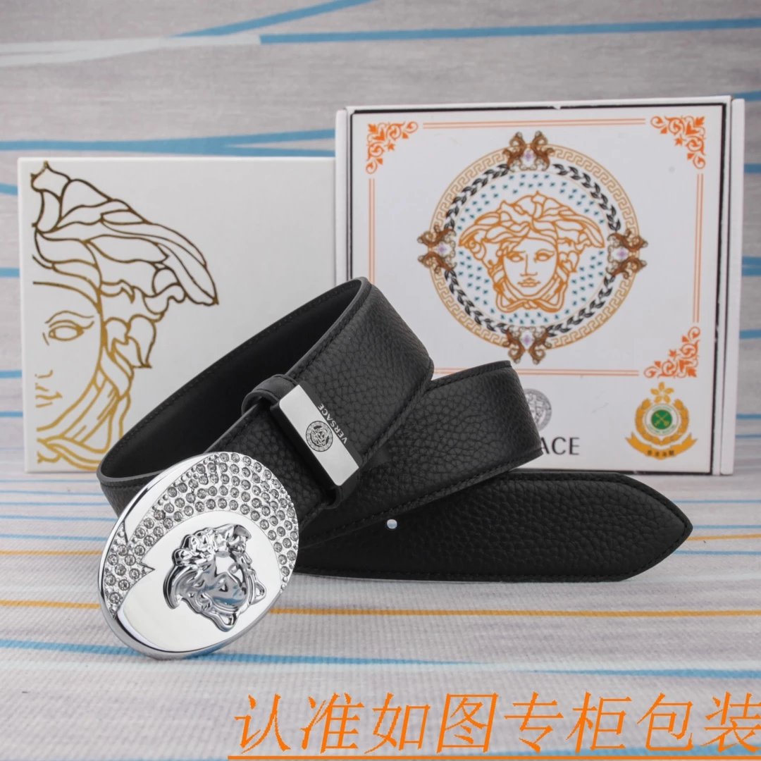 Versace Medusa Head Buckle Leather Belt Black - 3