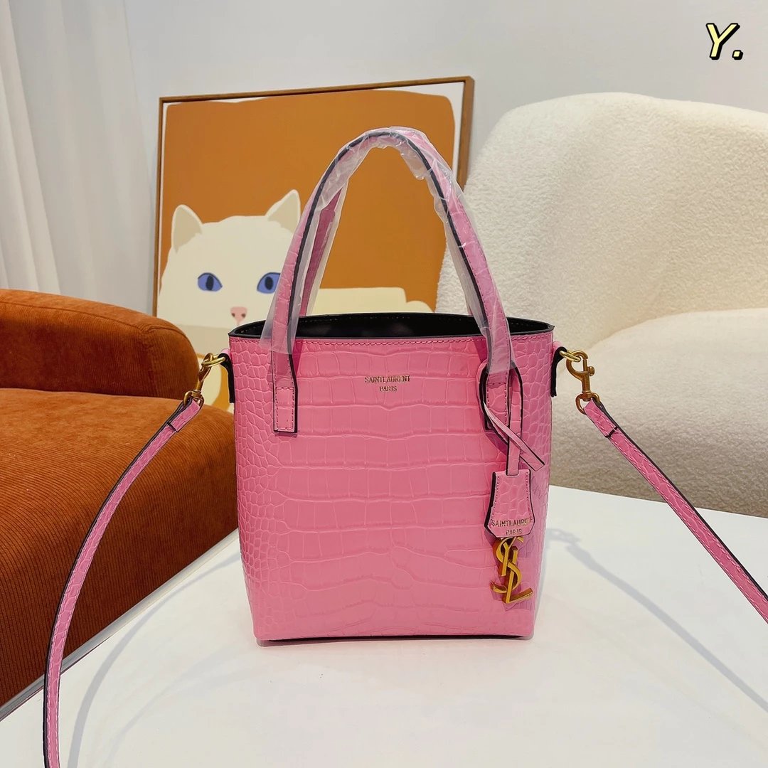Saint Laurent Rive Gauche Straw Tote Bag Beige with Gray Leather Trim - 10