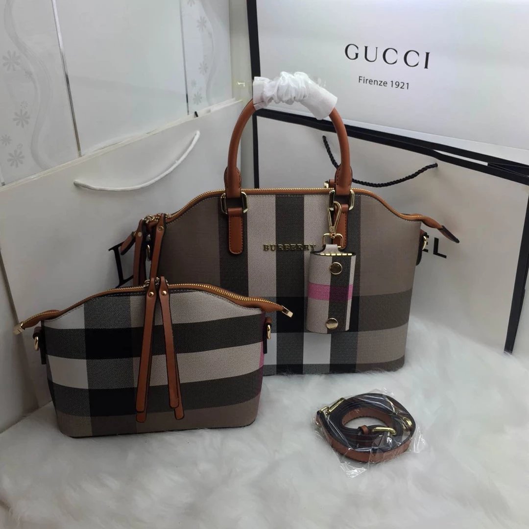 Burberry Check Print Tote Bag and Mini Handbag Set in Multicolor - 6