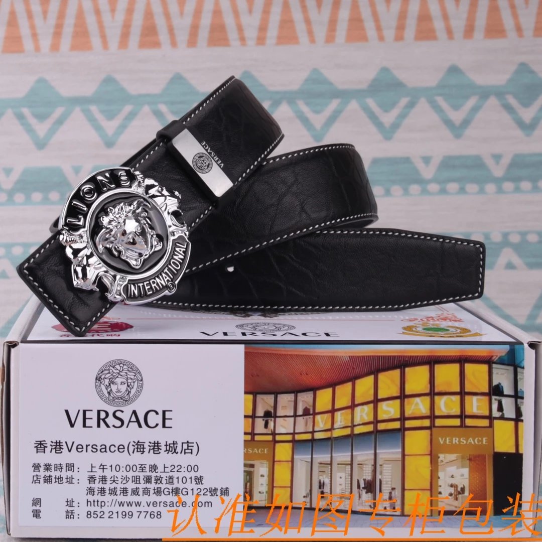 Versace Medusa Head Buckle Leather Belt Black - 7