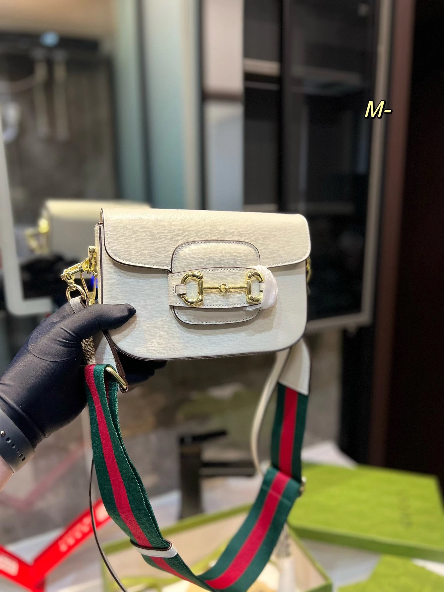 Gucci GG Marmont Mini Saddle Bag Beige Canvas Crossbody Bag - 10