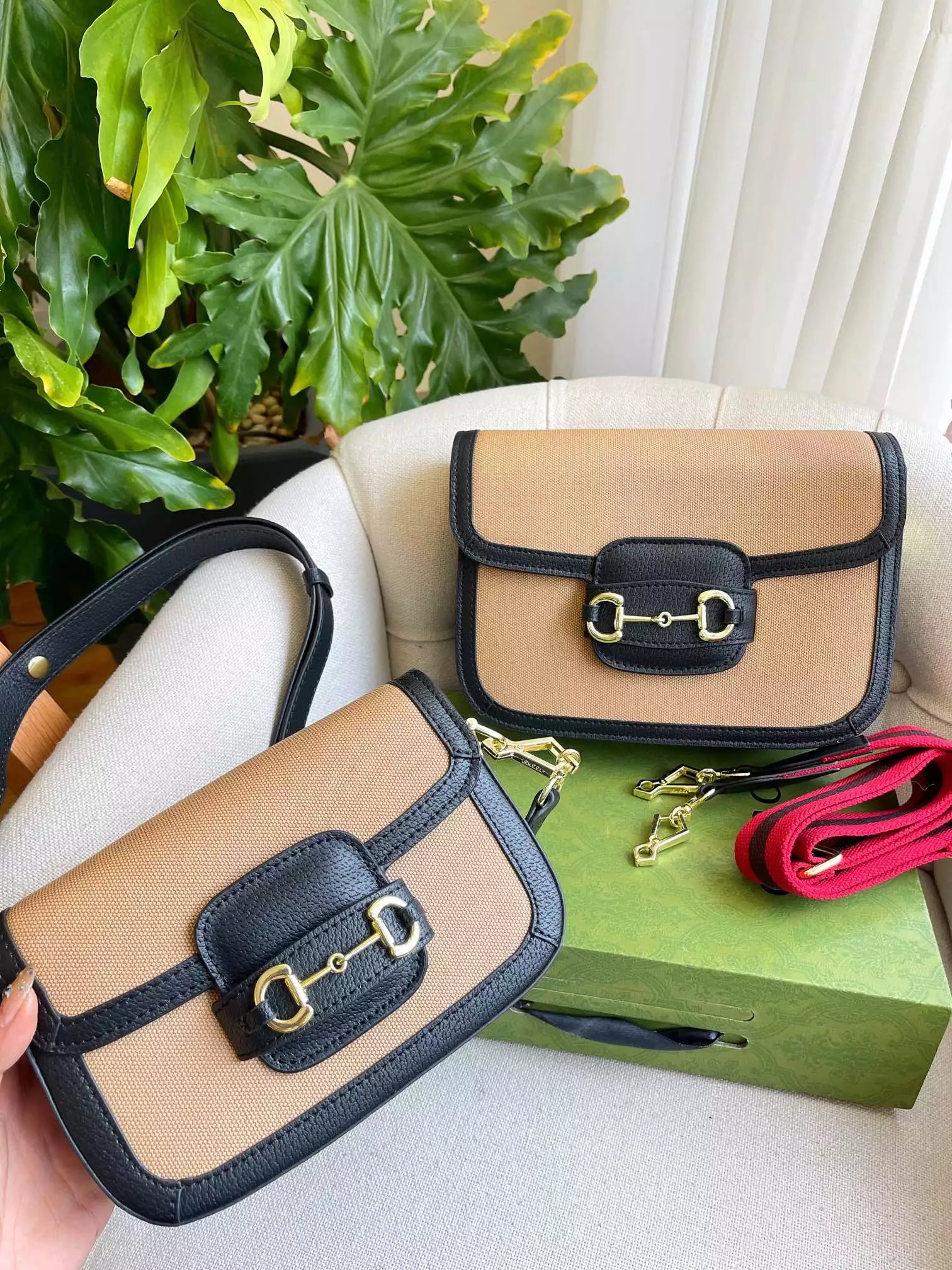 Gucci GG Marmont Mini Saddle Bag Beige Canvas Crossbody Bag - 9