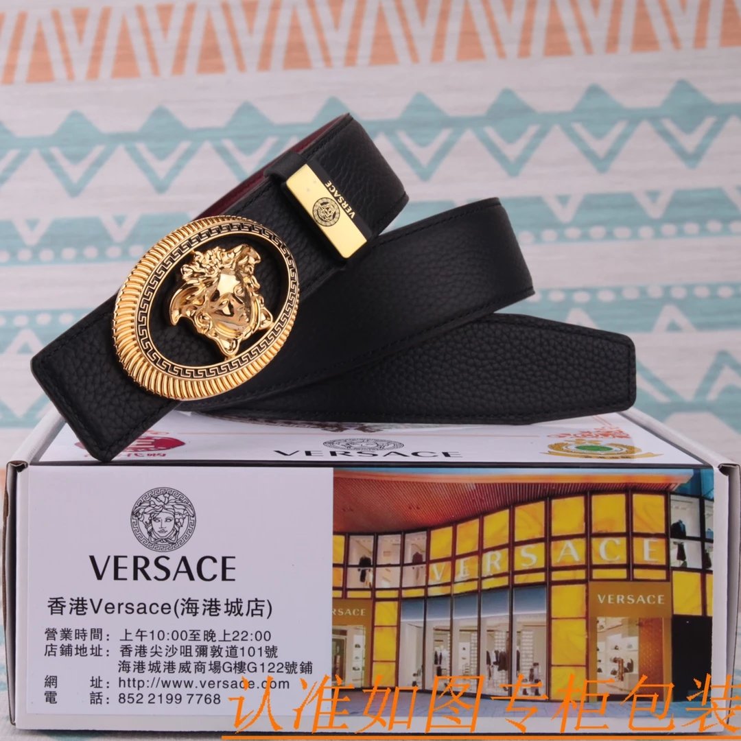Versace Medusa Head Buckle Leather Belt Black - 11