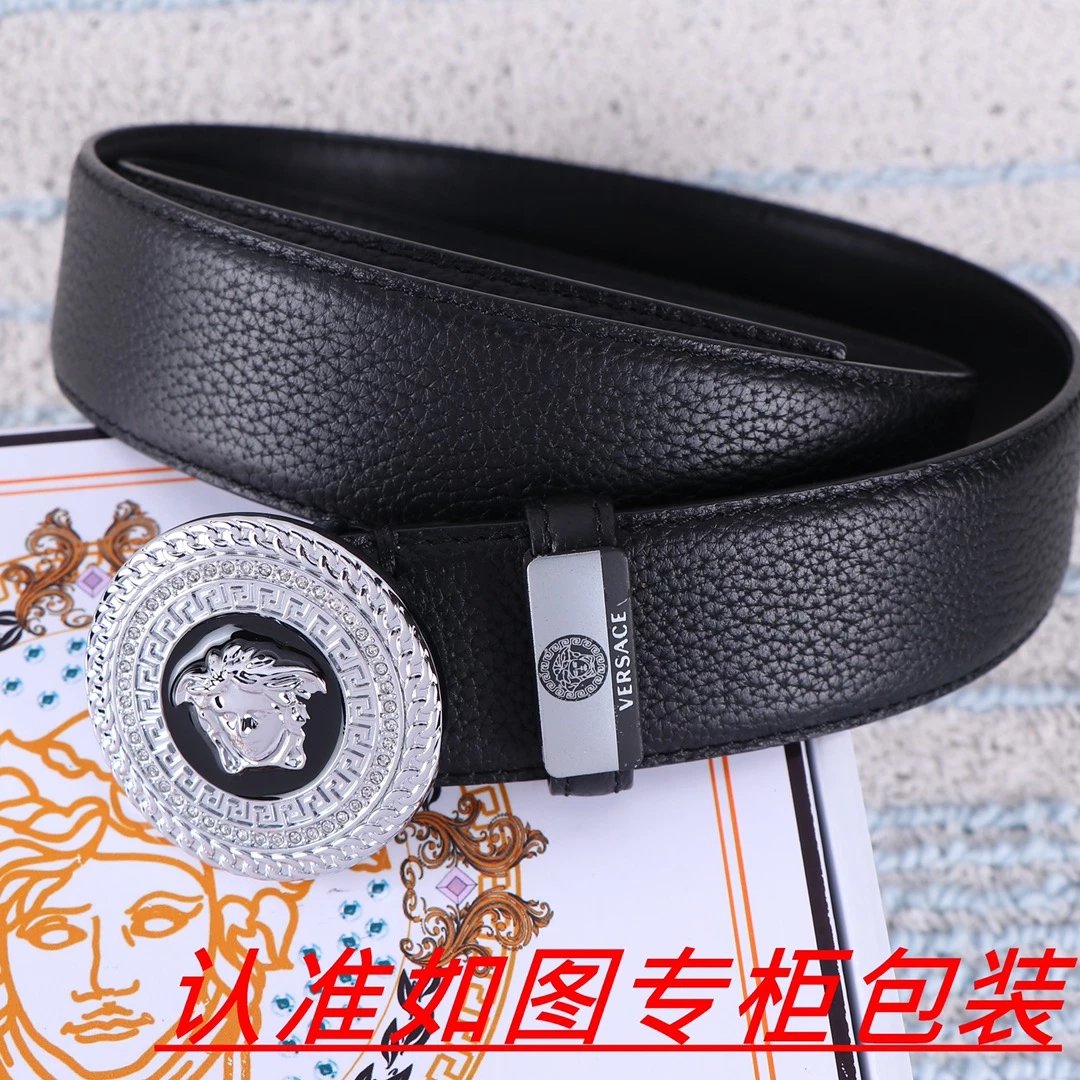 Versace Medusa Interlocking Buckle Belt Black Leather - 12