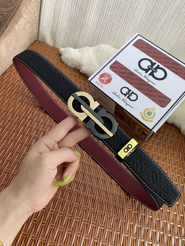 Salvatore Ferragamo Belts Black leather belt with double Gancini buckle product detail image 14