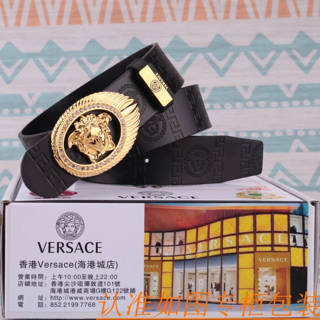 Versace Medusa Head Buckle Leather Belt Black - 9