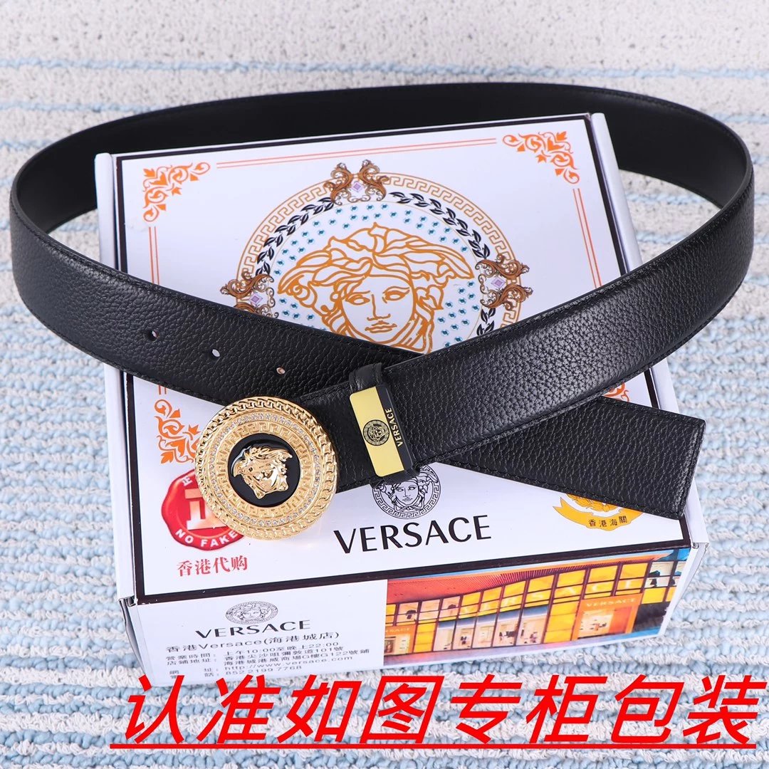 Versace Medusa Interlocking Buckle Belt Black Leather - 11