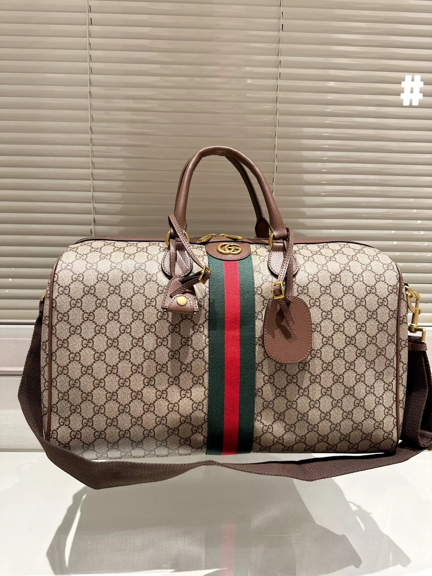 Gucci GG Marmont Boston Bag Tan with Web Stripe Handbag - 13
