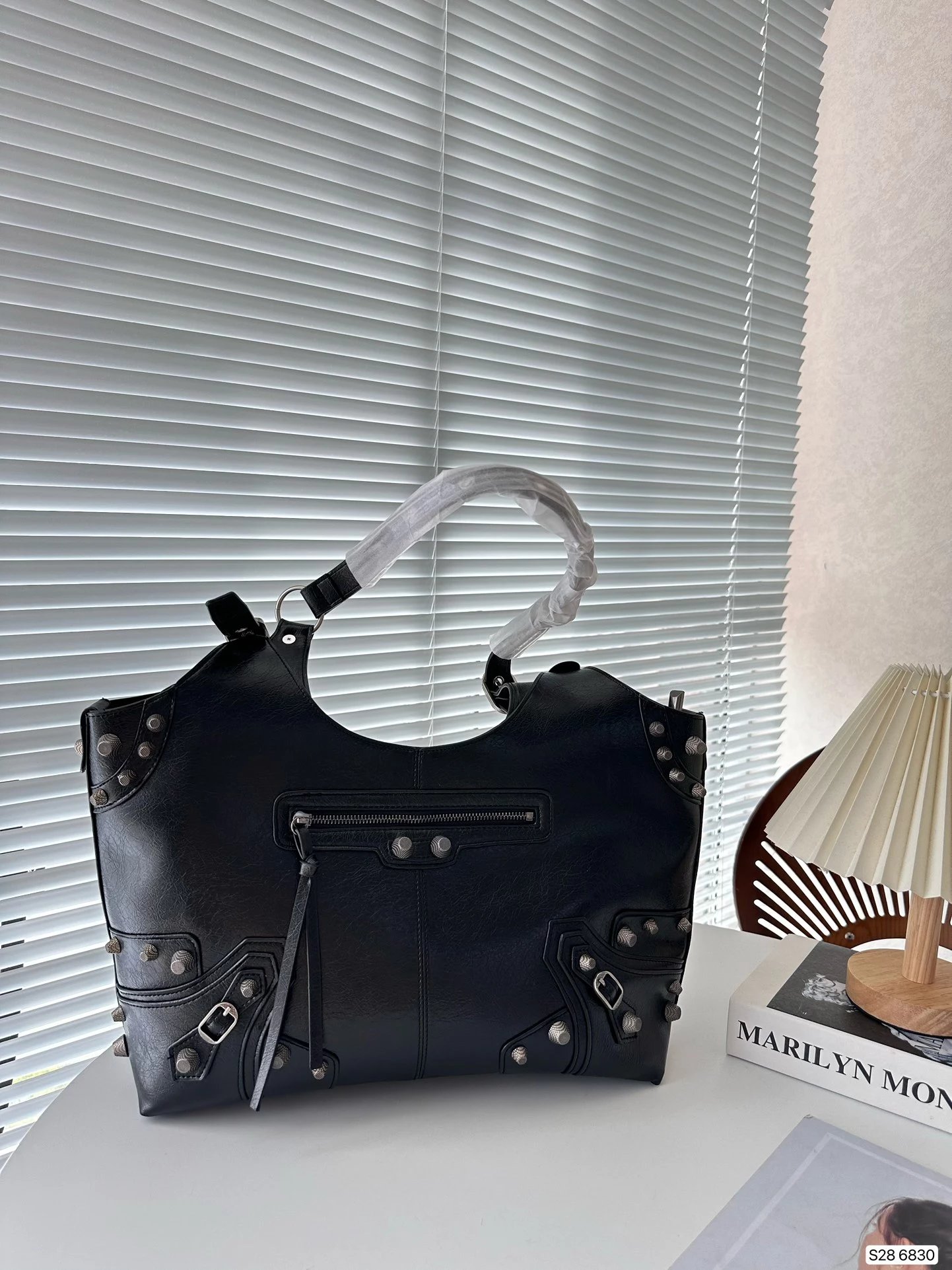 Balenciaga City Bag Black Studded Leather Hobo Bag