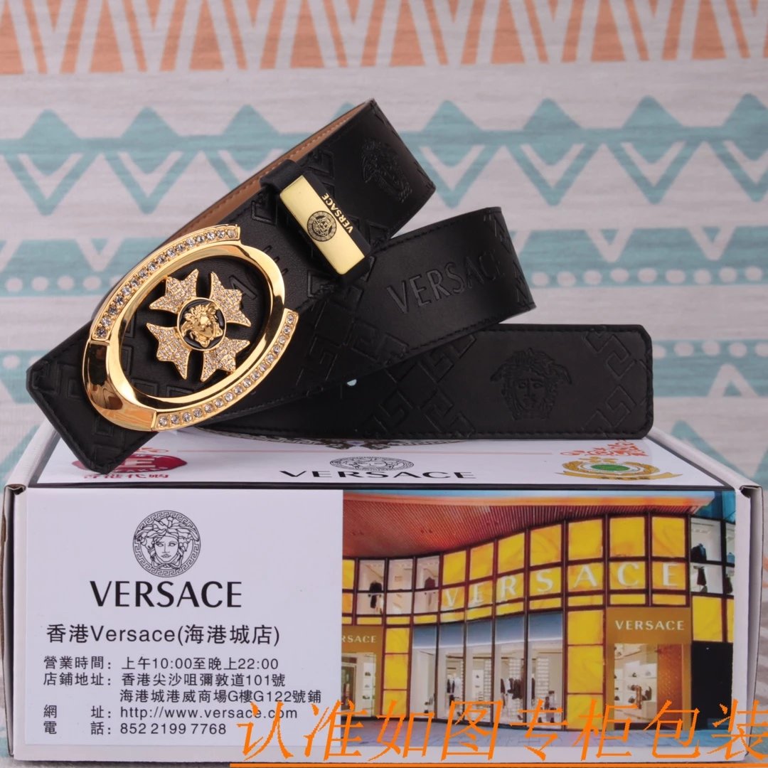 Versace Medusa Head Buckle Leather Belt Black - 12