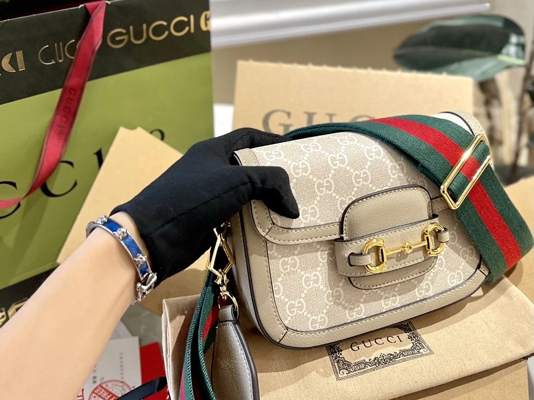 Gucci Mini Boston Bag Black and White Horsebit Cat Motif Handbag - 3