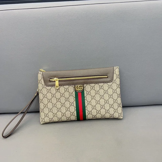 Gucci Wallets & Card Holders Black zip-around wristlet wallet with embossed Double G design product detail image 7