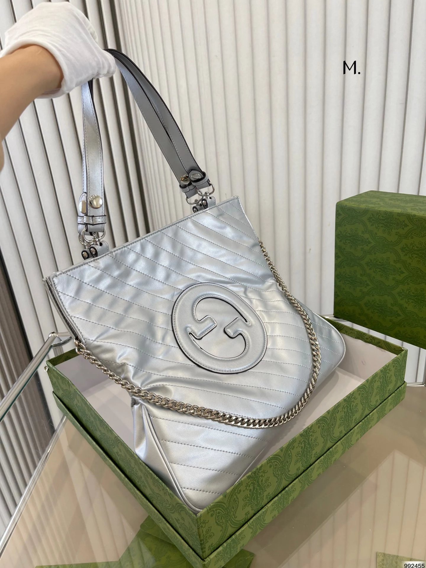 Gucci Mini Marmont Crystal-Embellished Beige Tote Bag - 14