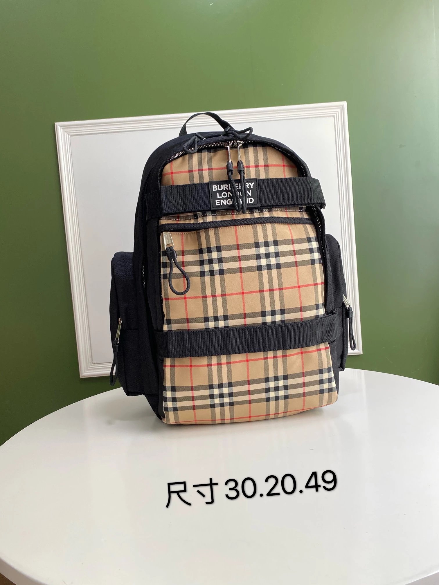 Burberry Thomas Bear Check Drawstring Backpack Beige Mini Backpack - 14