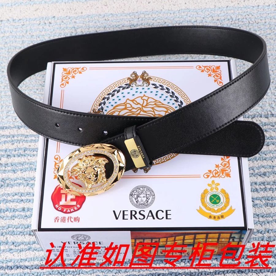 Versace Medusa Interlocking Buckle Belt Black Leather - 14