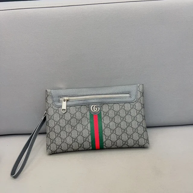 Gucci Wallets & Card Holders Black zip-around wristlet wallet with embossed Double G design product detail image 9