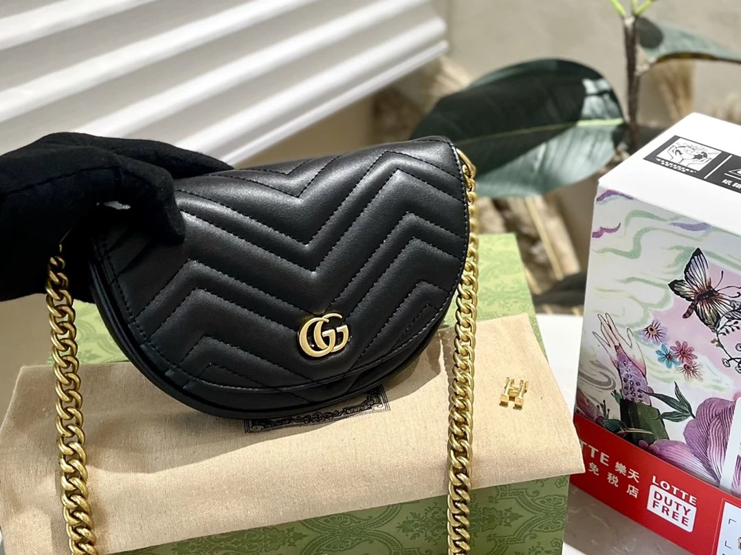 Gucci Mini Boston Bag Black and White Horsebit Cat Motif Handbag - 5