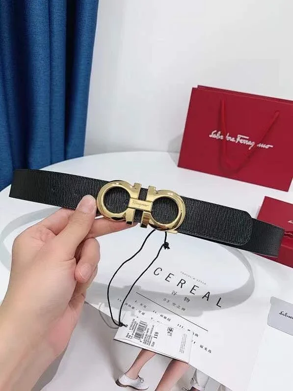 Salvatore Ferragamo Belts Black leather belt with double Gancini buckle product detail image 4