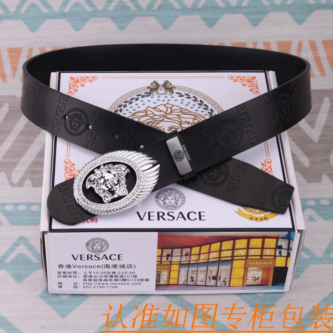 Versace Medusa Head Buckle Leather Belt Black - 8