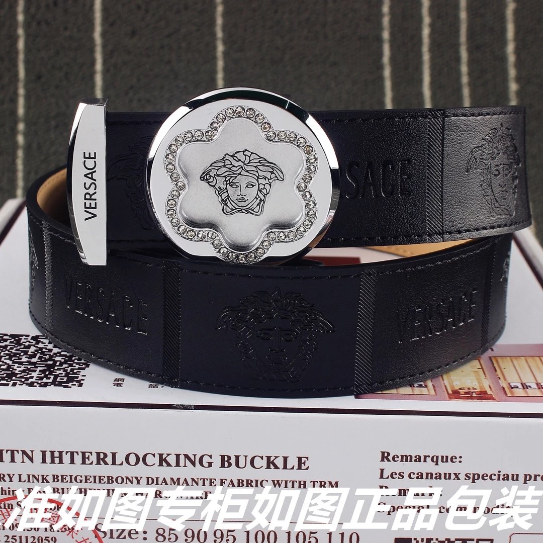 Versace Medusa Interlocking Buckle Belt Black Leather - 5
