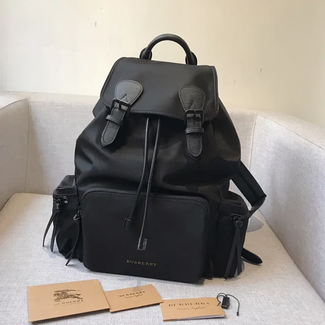 Burberry Backpacks Nylon drawstring backpack with buckle straps and zip pockets product detail image 7