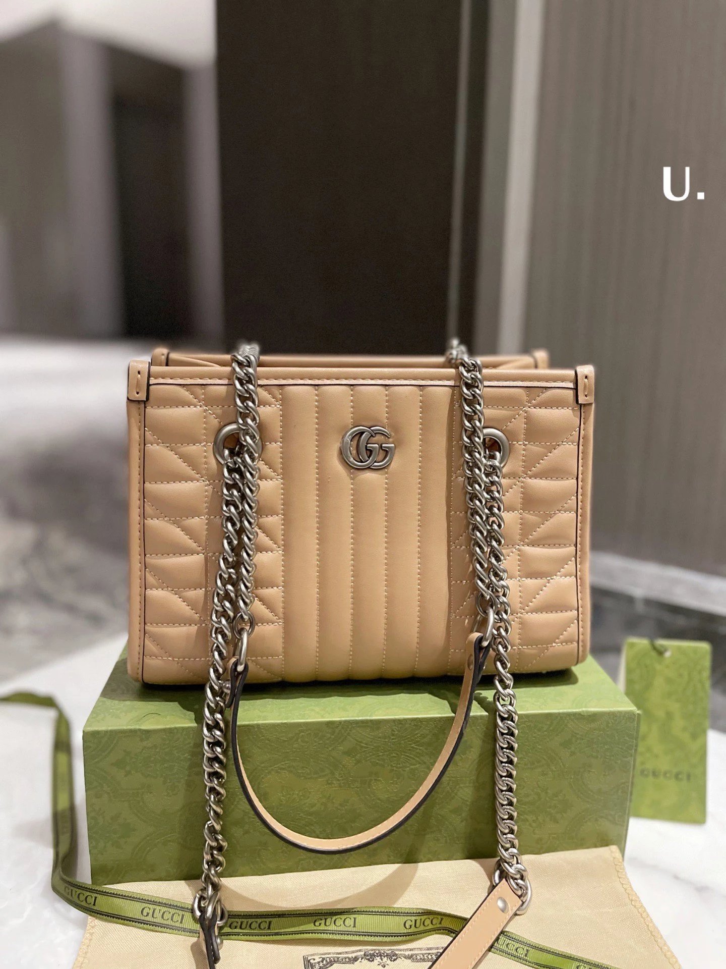 Gucci GG Marmont Quilted Black Leather Chain Shoulder Bag - 15